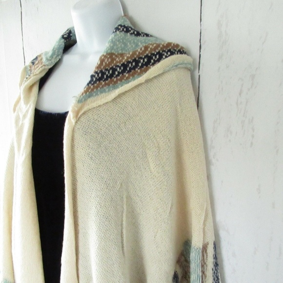 easel Sweaters Easel Cardigan Sweater Fringe Kimono Poncho Boho